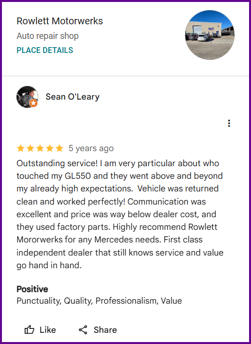 Review of Rowlett Motorwerks By Sean O'Leary